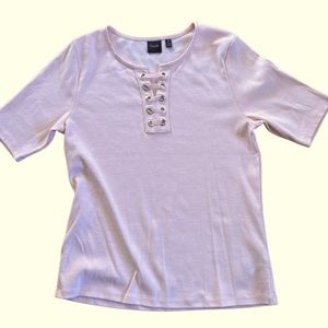 RAFAELLA WOMENS LARGE SOFT PINK NAUTICAL TOP 100% COTTON BOATING CASUAL SAILING